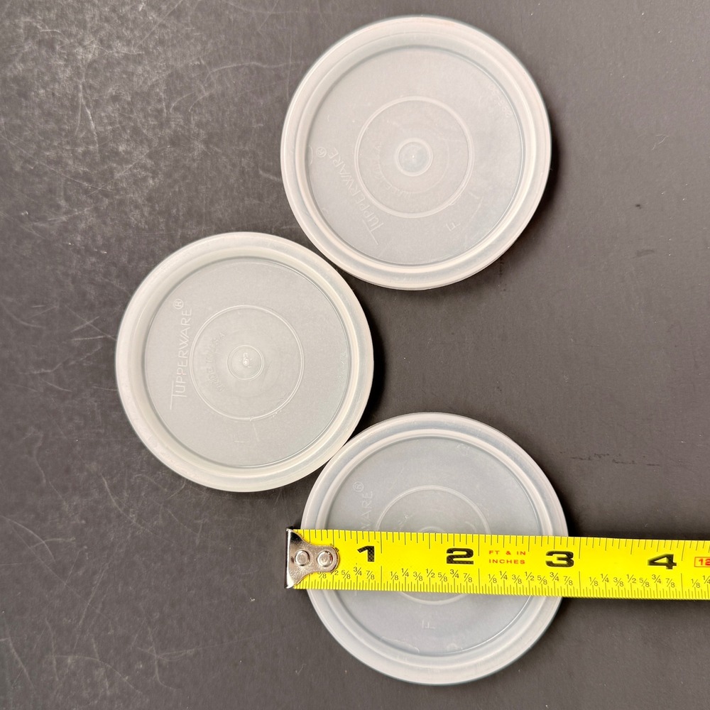 Tupperware Replacement Lids 296-50 Sheer White Round Seal 3 Inch Set of 3 USA - Picture 5 of 5
